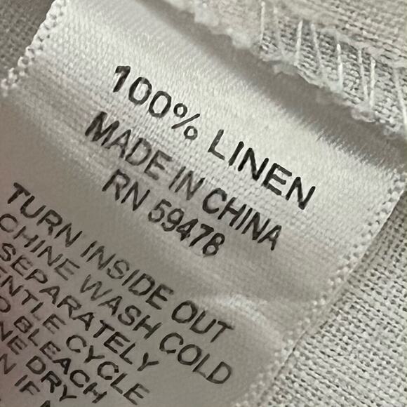 For Cynthia Beach 100% Linen White & Gold Dot Semi Sheer Pullover Size Medium - Picture 6 of 12